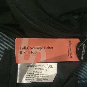 (2) Shapermint Essentials Black Halter Bikini Top